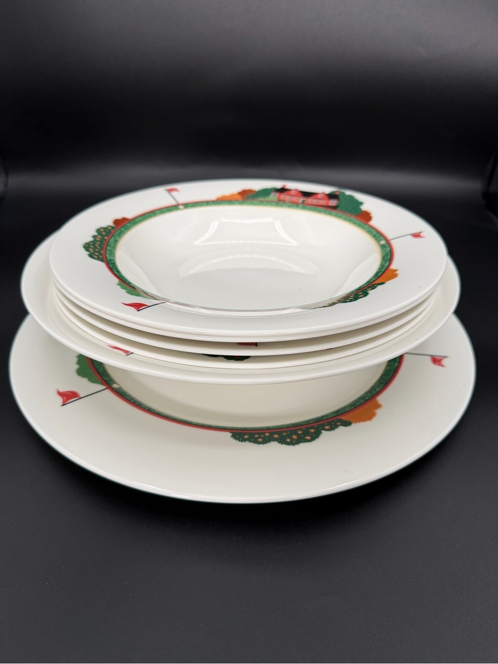 Christopher Stuart Optima King’s Fairway Golf China 6 Pc Serving & Soup Bowl Set